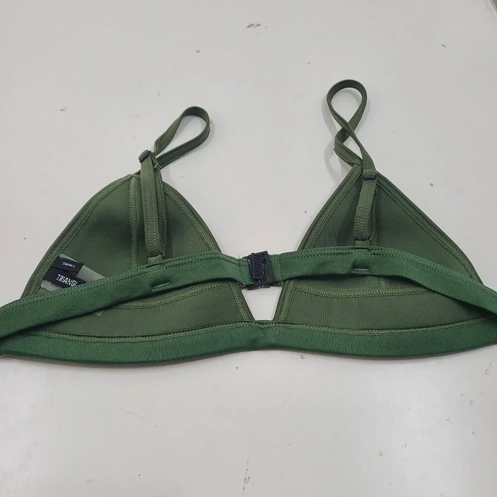 Triangle Gigi Olive Green Crochet Detail Neoprene Bikini Top Size Small